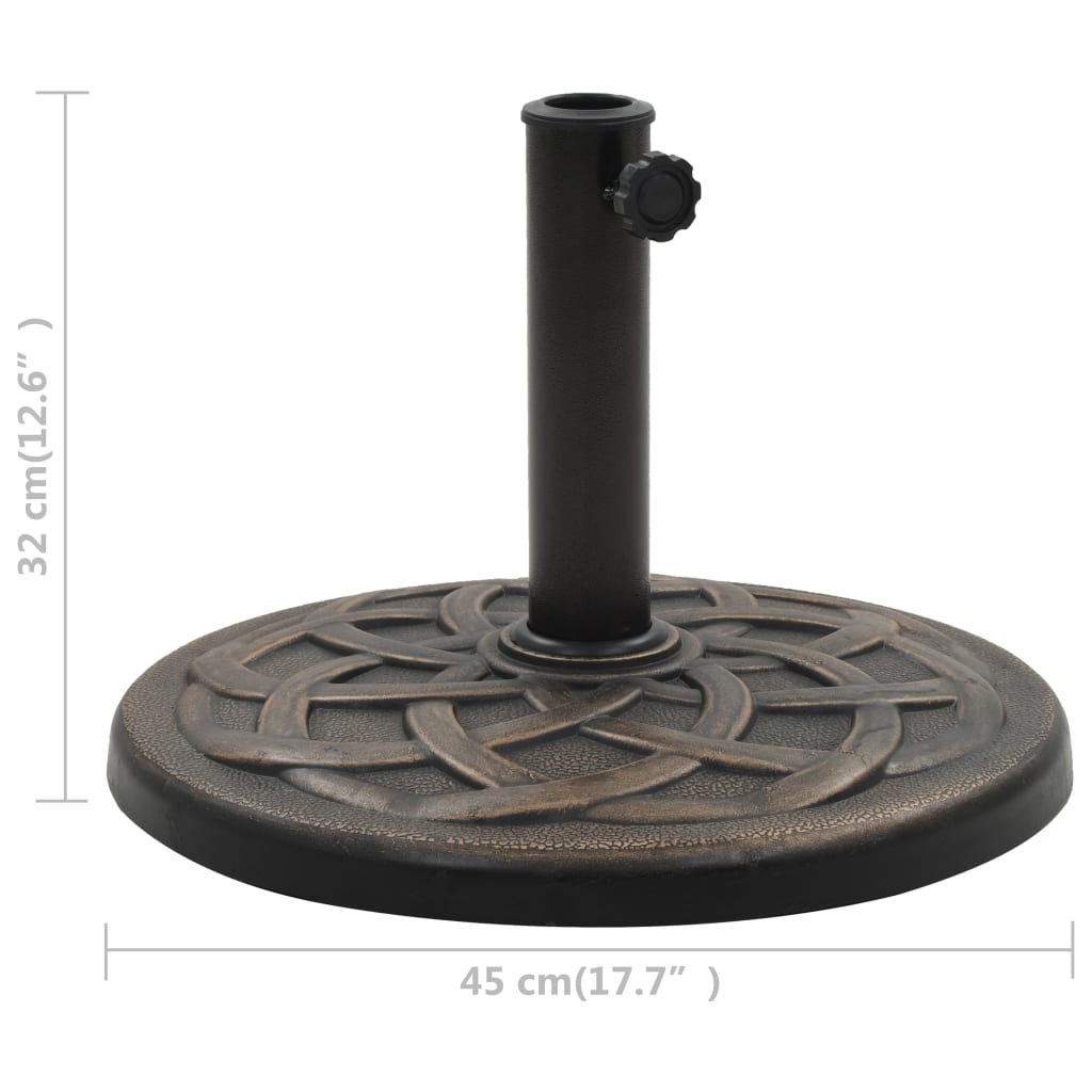 vidaXL Base de guarda-sol redonda poliresina 11 kg bronze