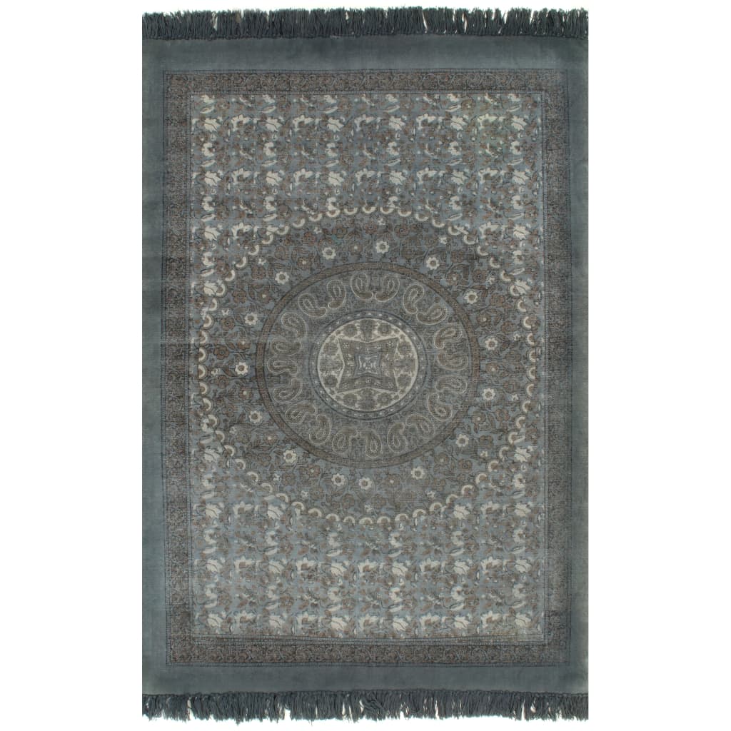 vidaXL Tapete Kilim em algodão 160x230 cm com padrão cinzento