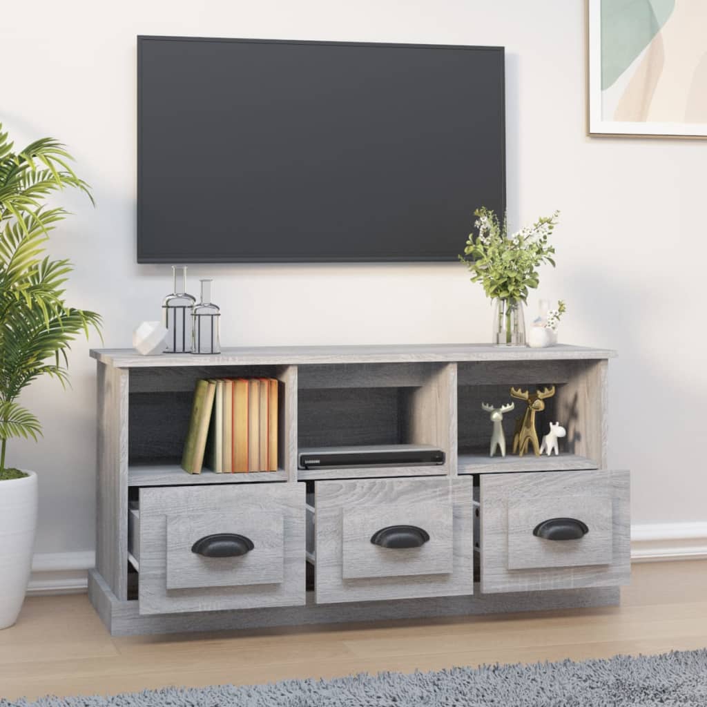 vidaXL Móvel de TV 100x35x50 cm derivados de madeira cinzento sonoma