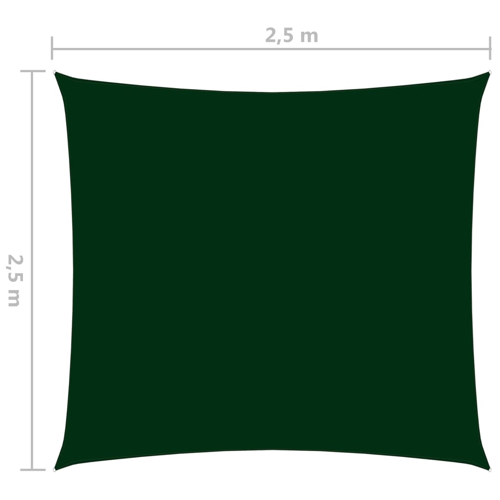 vidaXL Para-sol vela tecido oxford quadrado 2,5x2,5m verde-escuro