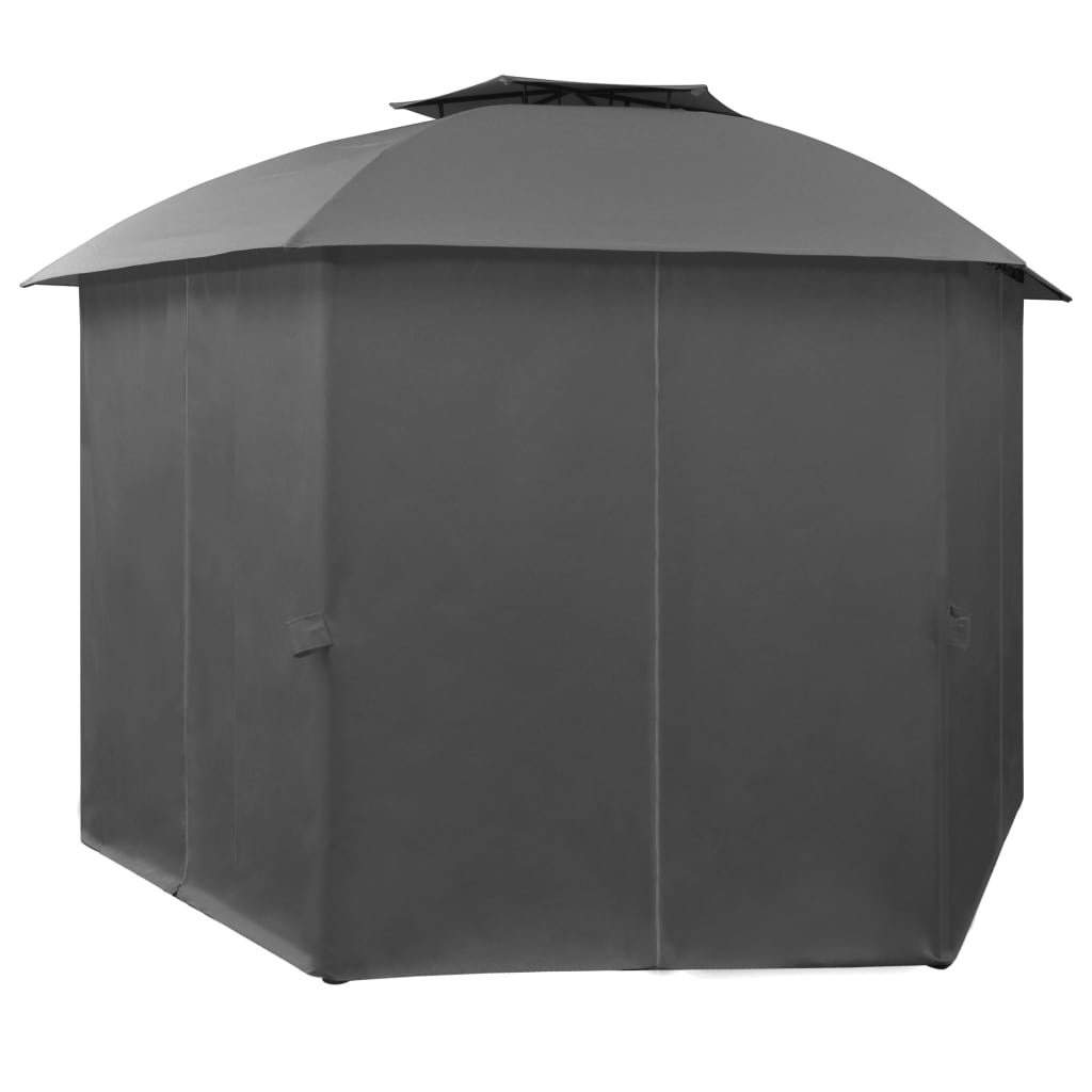 vidaXL Tenda de jardim com cortinas hexagonal 360x265 cm