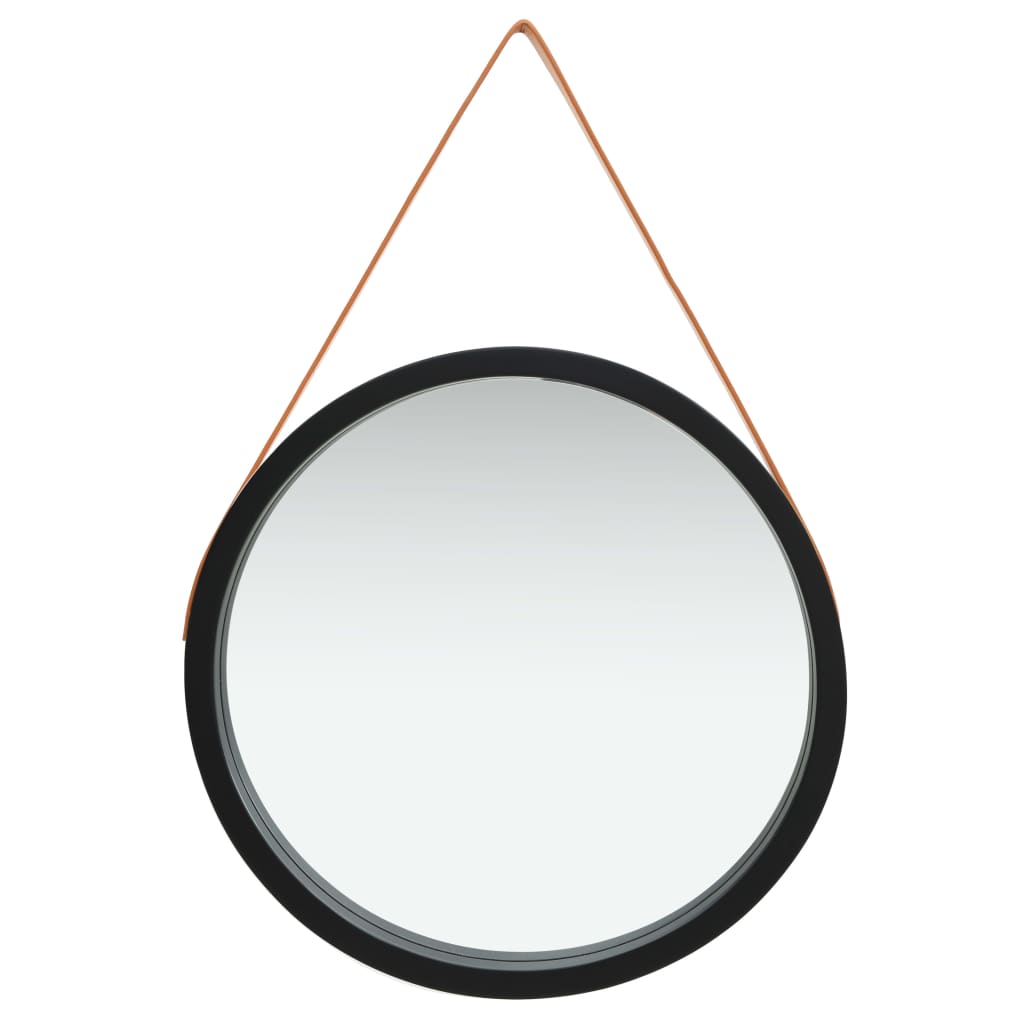 vidaXL Espelho de parede com alça 60 cm preto