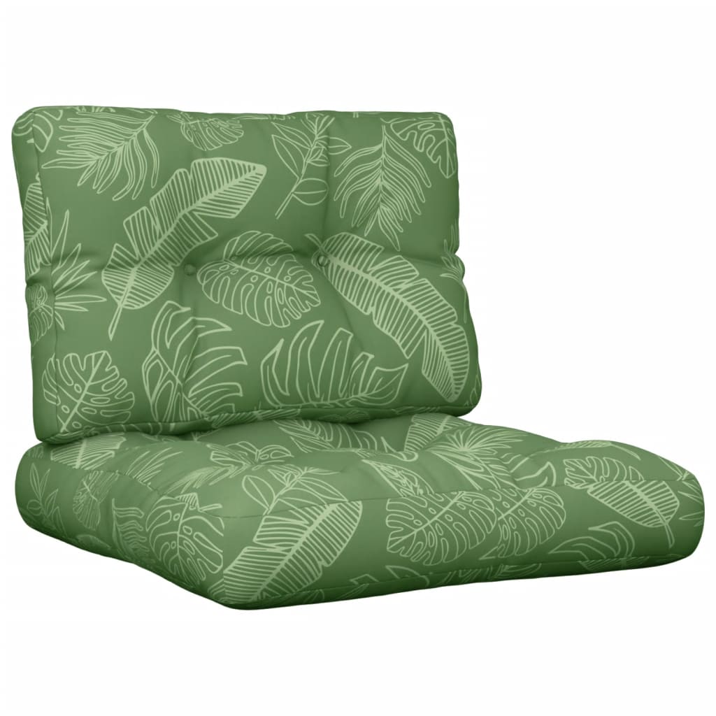 vidaXL Almofadões para sofás de paletes 2 pcs tecido padrão de folhas