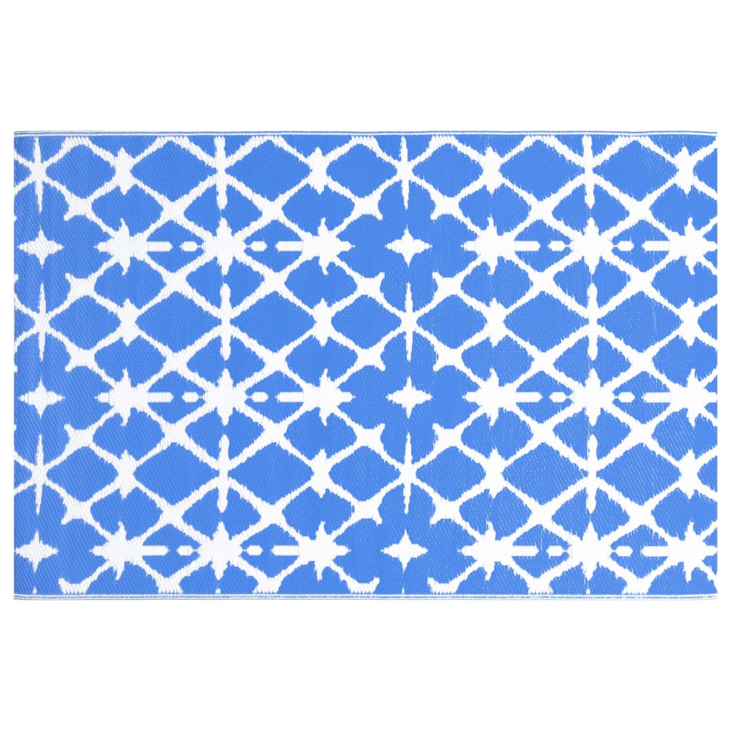 vidaXL Tapete de exterior 190x290 cm PP azul e branco