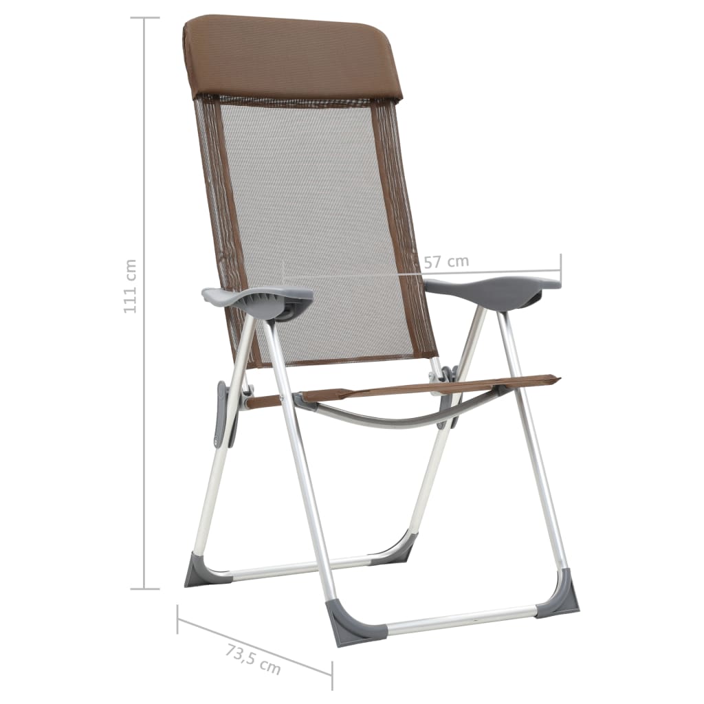 vidaXL Cadeiras de campismo dobráveis 2 pcs alumínio castanho