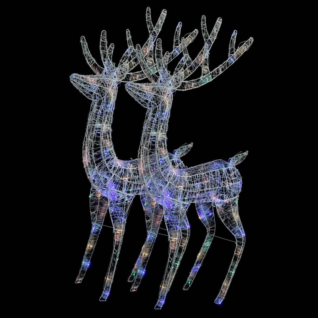 vidaXL Renas de Natal XXL 2pcs 250 LEDs 180 cm acrílico multicolorido
