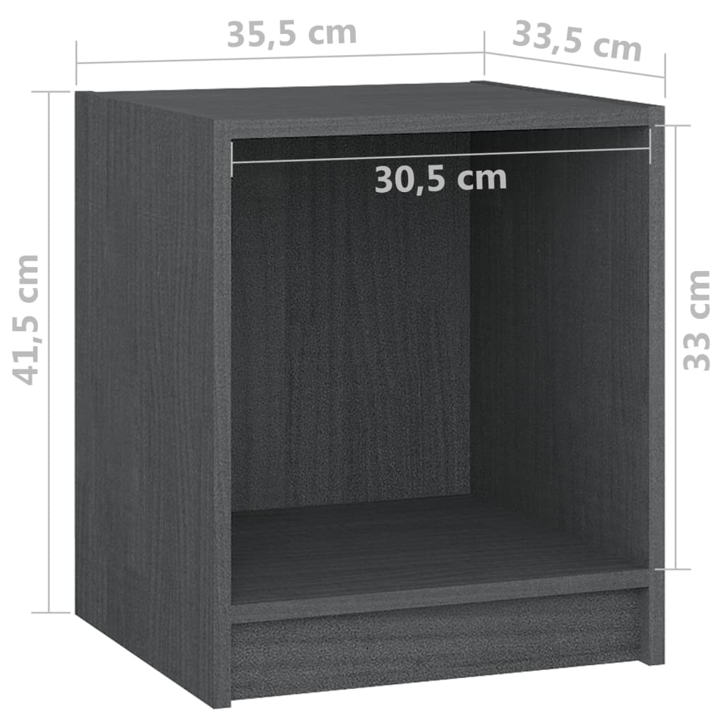 vidaXL Mesa de cabeceira 35,5x33,5x41,5 cm pinho maciço cinzento