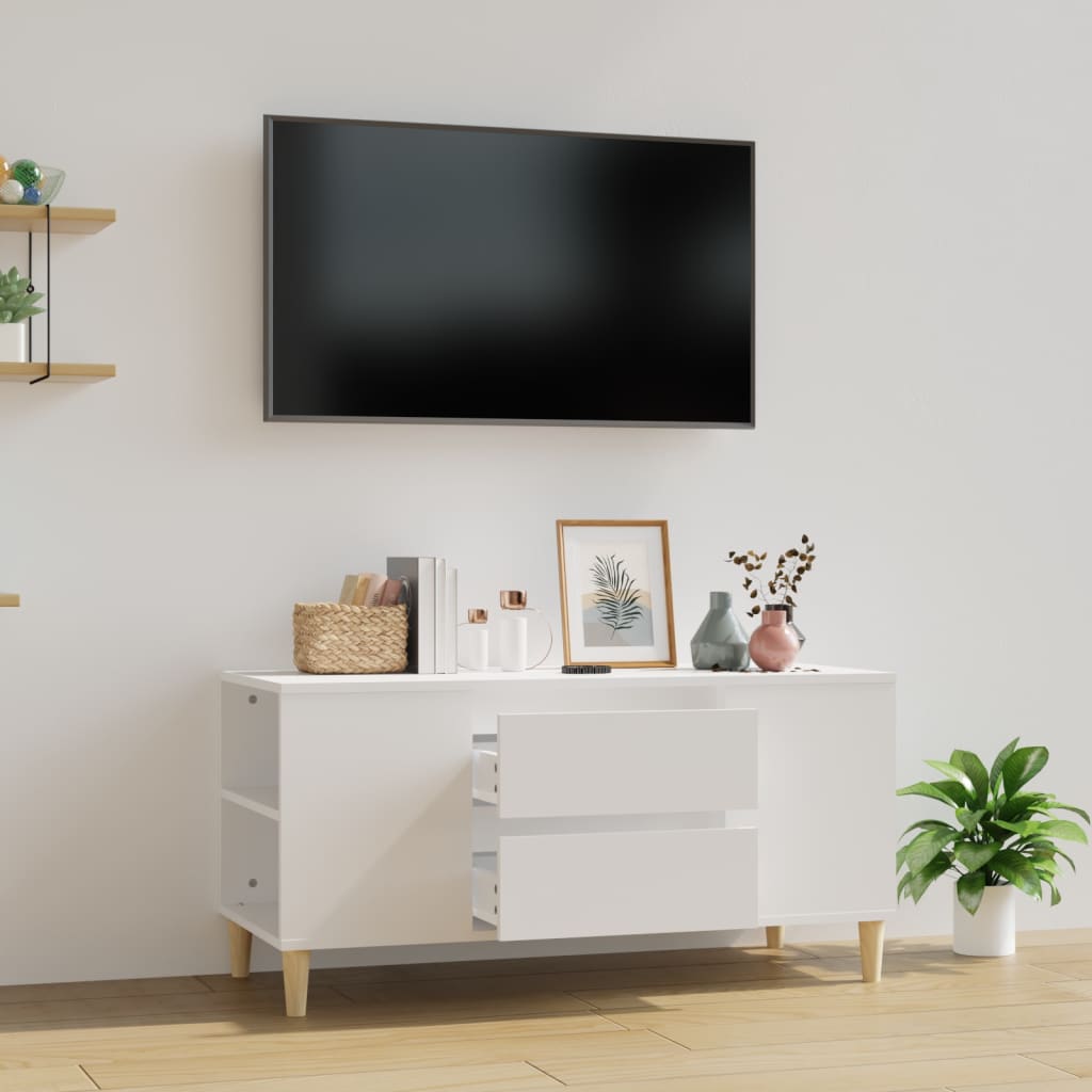 vidaXL Móvel para TV 102x44,5x50 cm derivados de madeira branco