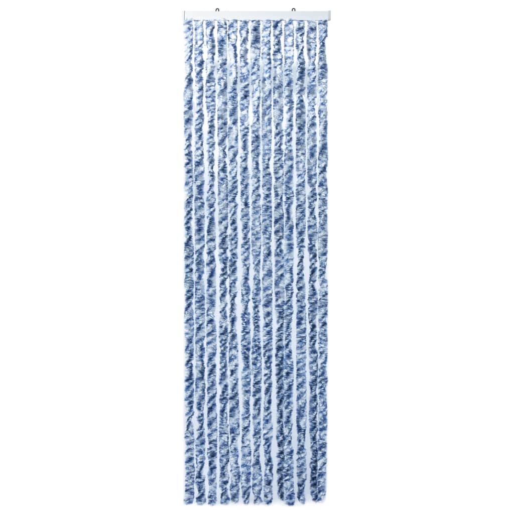 vidaXL Cortina anti-insetos 56x185 cm chenille azul, branco prateado