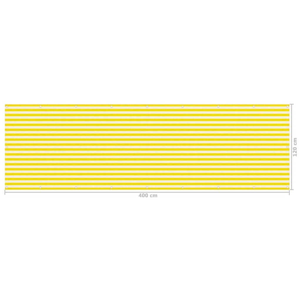 vidaXL Tela de varanda 120x400 cm PEAD amarelo e branco