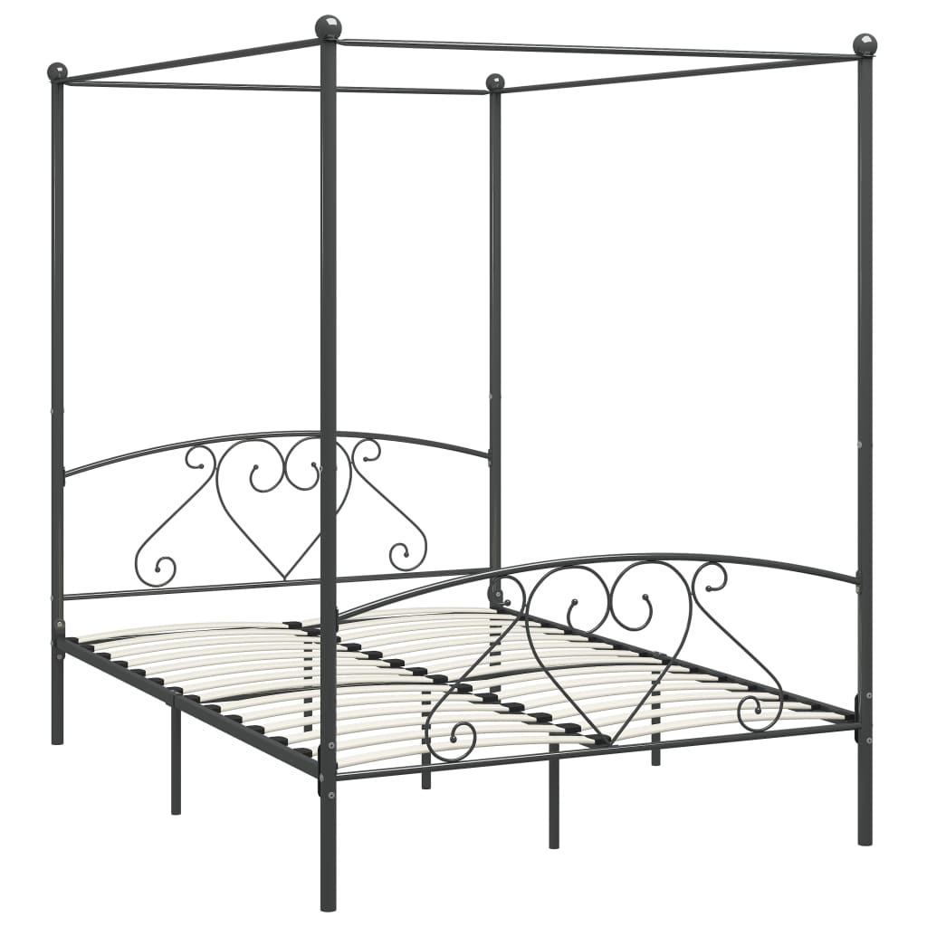 vidaXL Estrutura de cama com dossel metal cinzento 140x200 cm