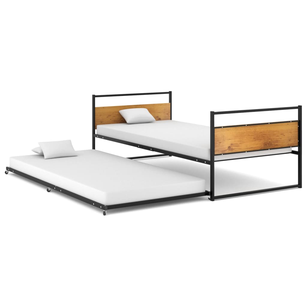 vidaXL Estrutura de cama de puxar 90x200 cm metal preto