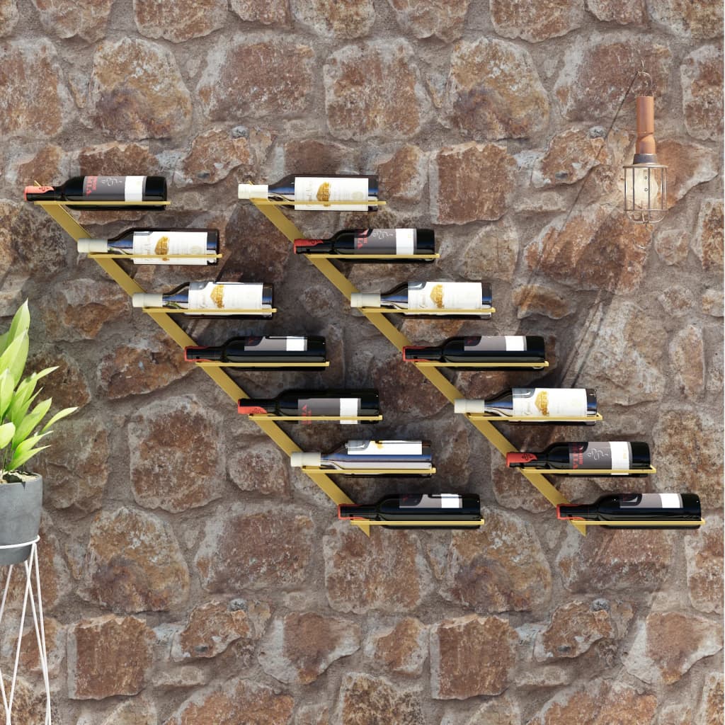 vidaXL Garrafeira de parede para 7 garrafas metal dourado