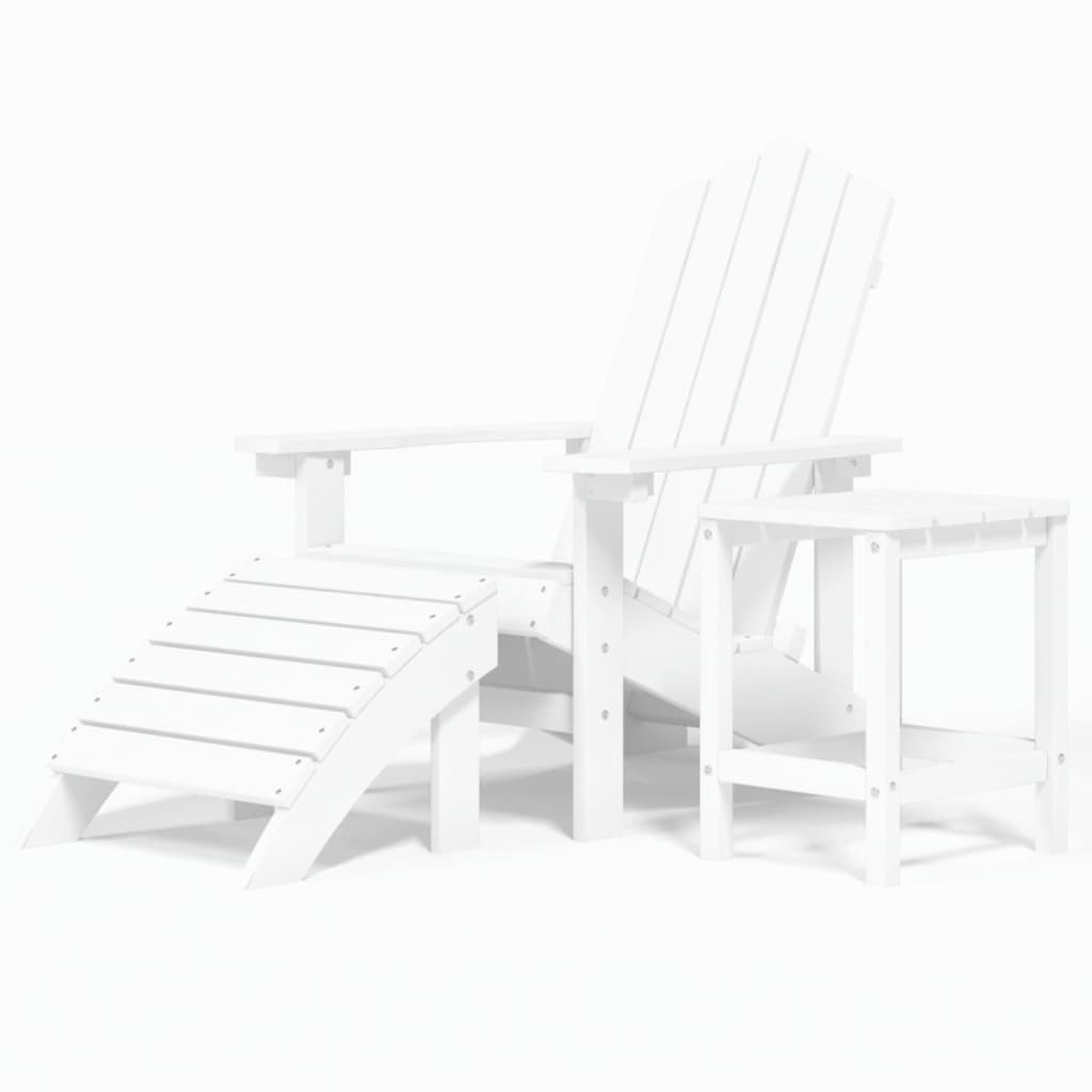 vidaXL Cadeira de jardim Adirondack com apoio de pés/mesa PEAD branco