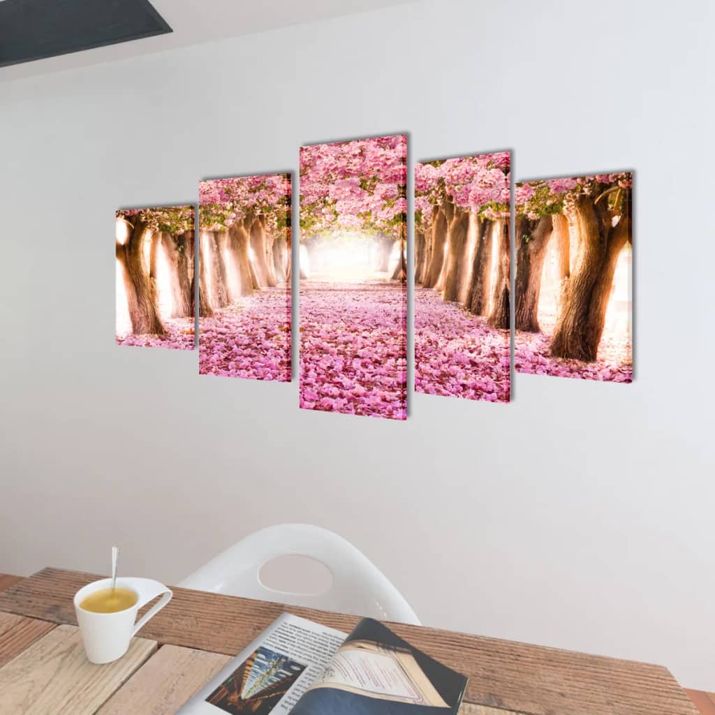 Conjunto de telas de parede flor de cerejeira 100 x 50 cm lona