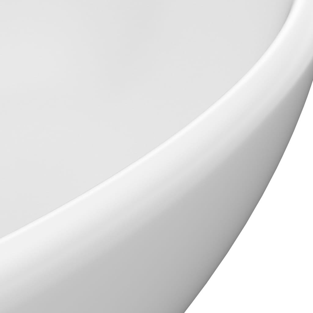vidaXL Lavatório luxuoso formato oval 40x33 cm cerâmica branco mate