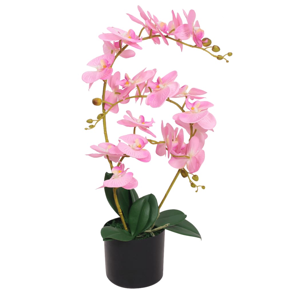 vidaXL Planta orquídea artificial com vaso 65 cm rosa