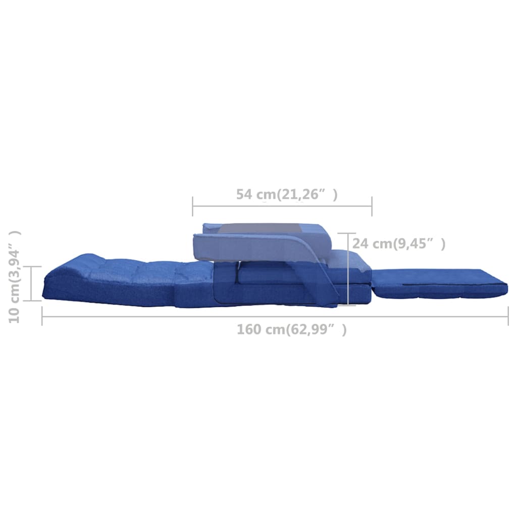 vidaXL Cadeira de chão dobrável c/ função de cama tecido azul