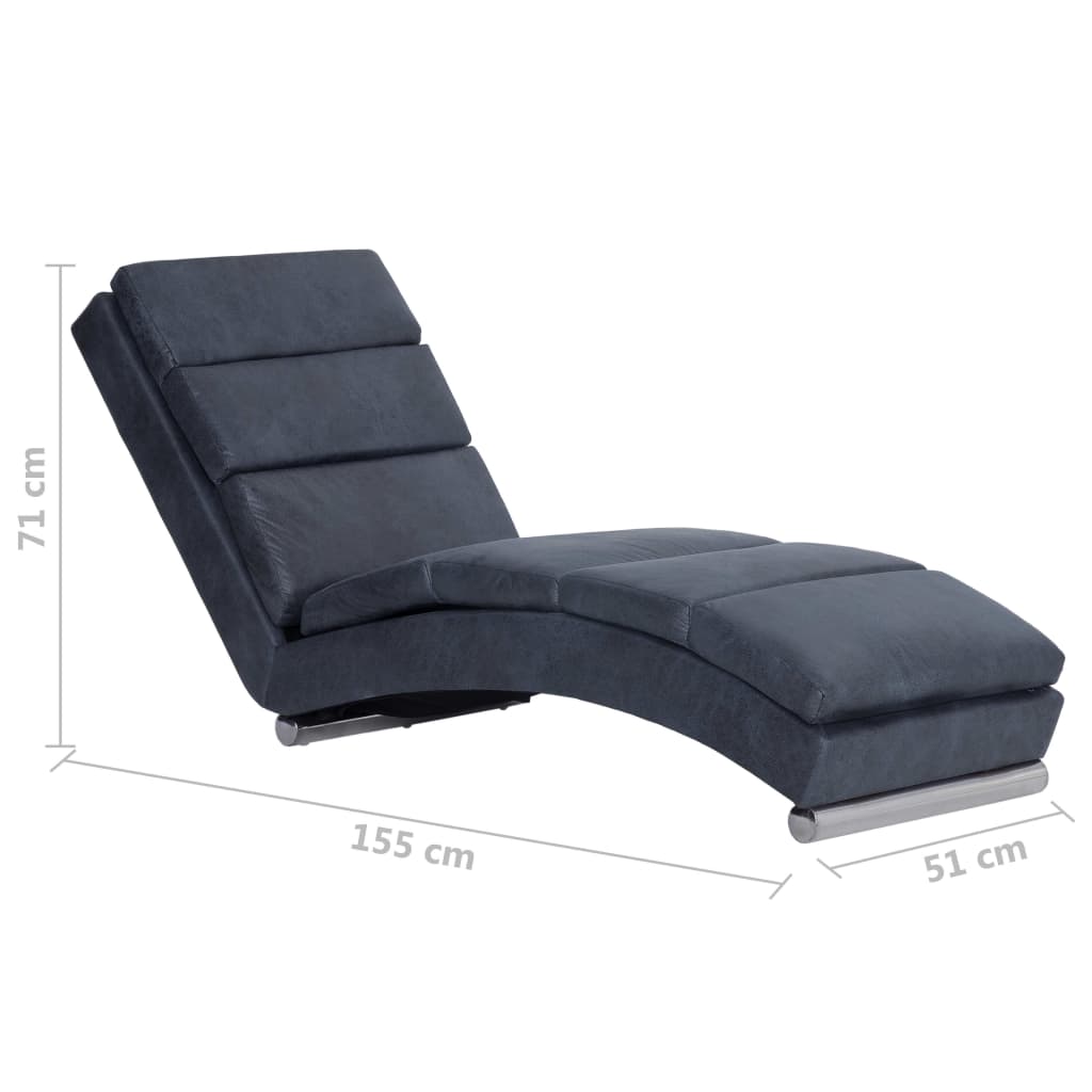 vidaXL Chaise longue camurça artificial cinzento