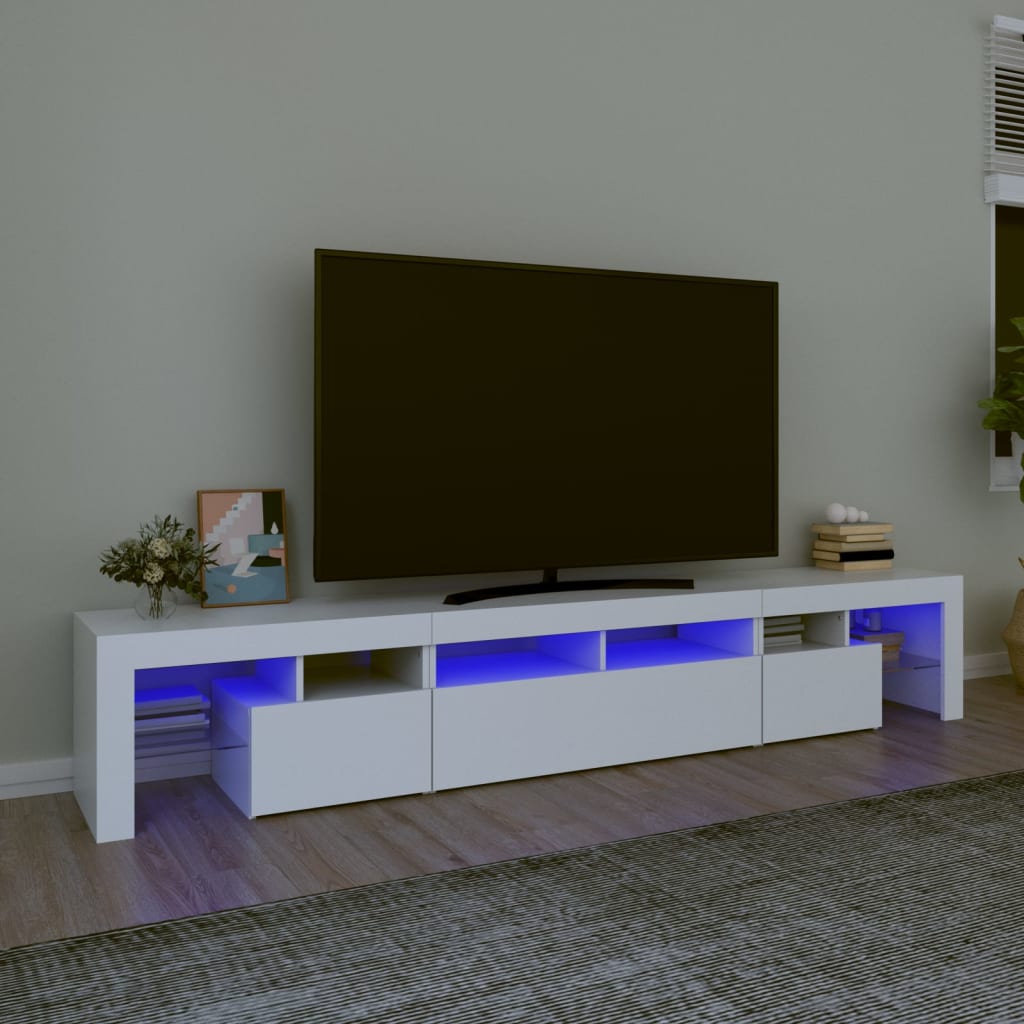 vidaXL Móvel de TV com luzes LED 230x36,5x40 cm branco