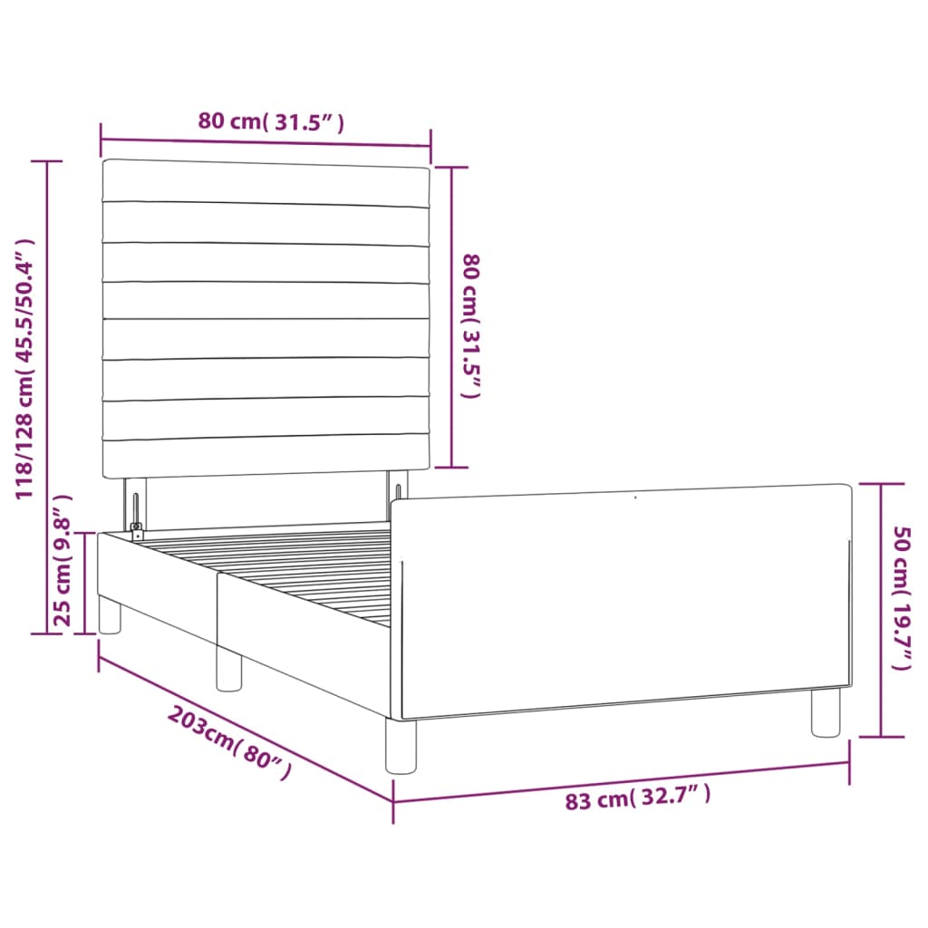 vidaXL Estrutura de cama c/ cabeceira 80x200 cm veludo cinzento-claro
