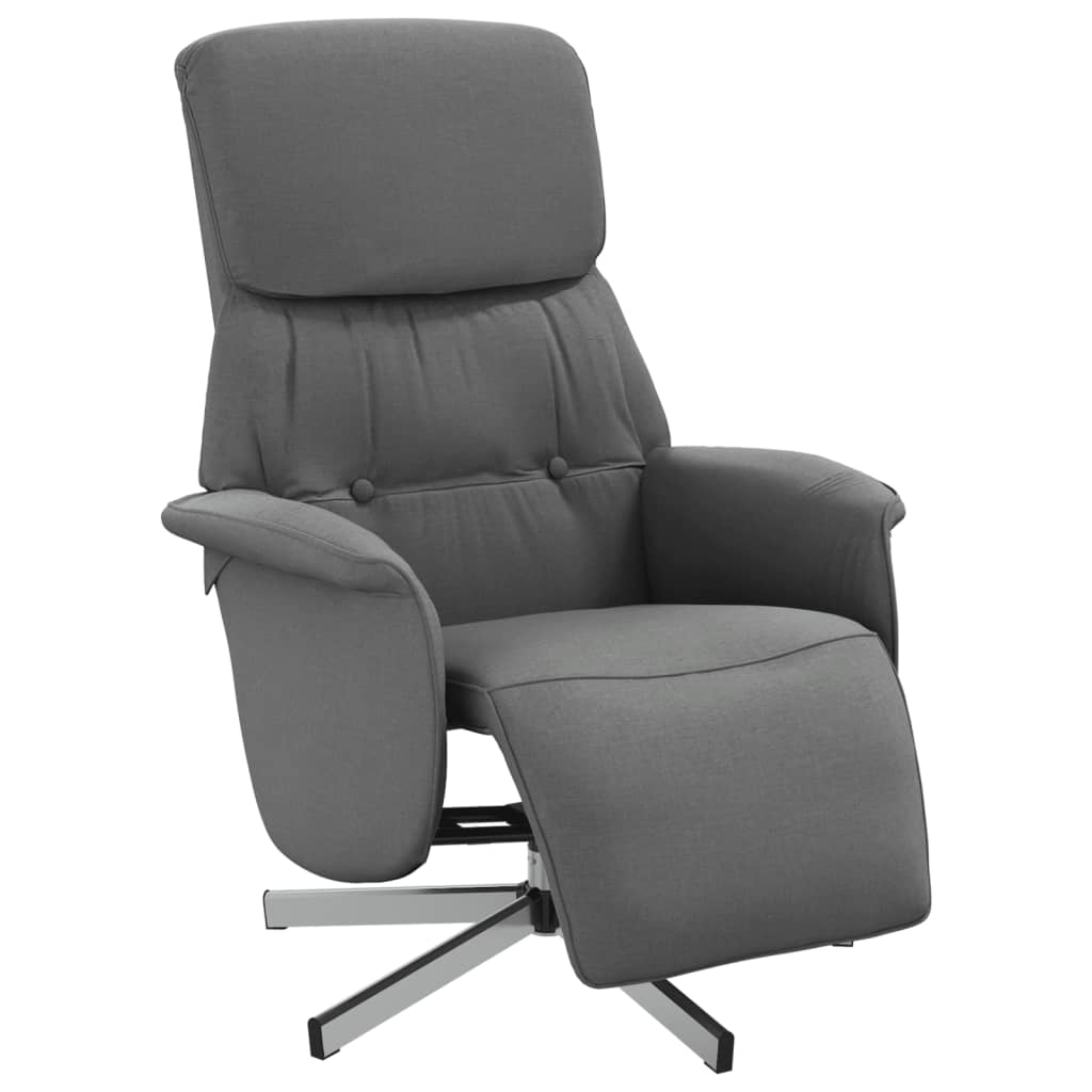 vidaXL Cadeira reclinável com apoio de pés tecido cinzento-escuro