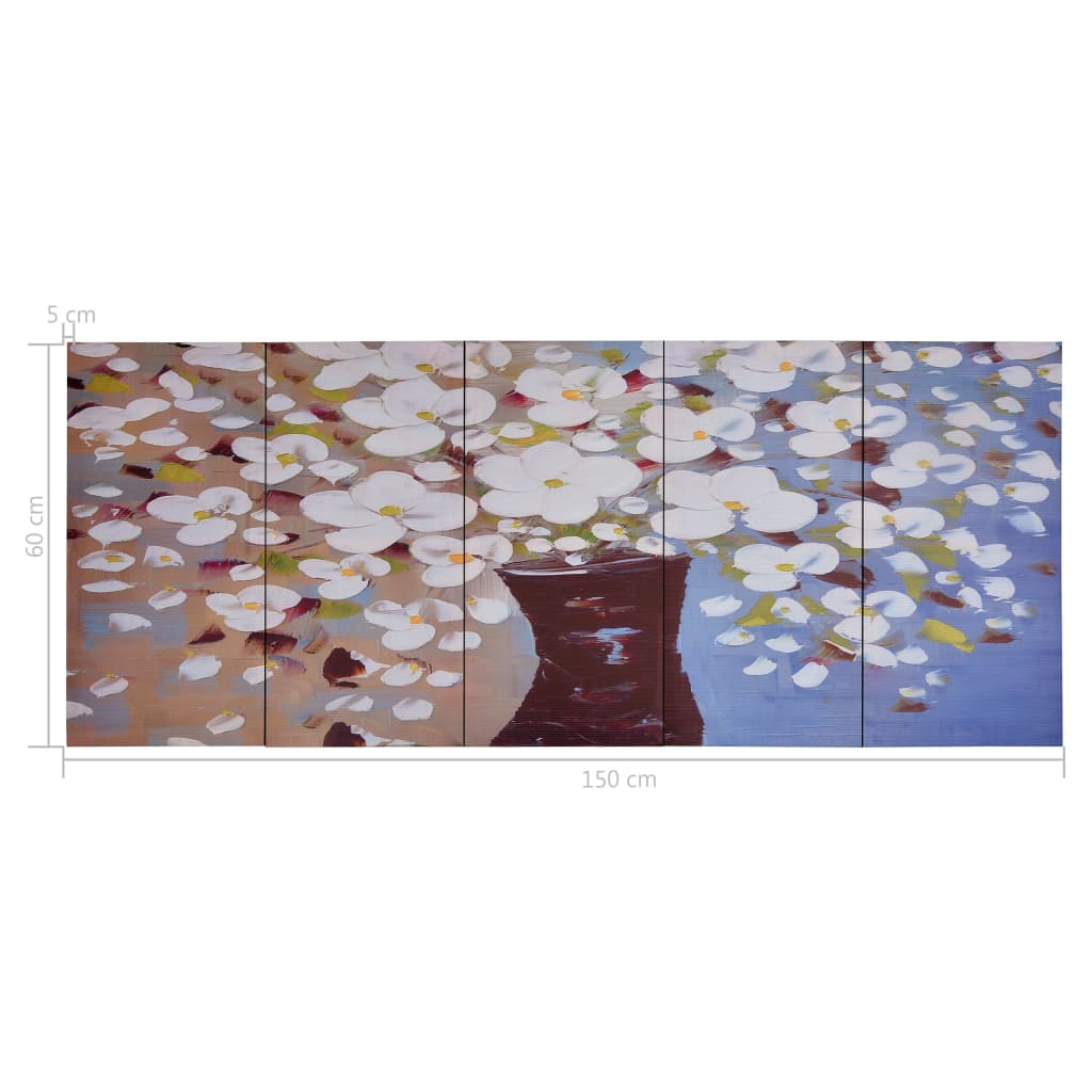 vidaXL Conj. painéis parede c/ impressão vaso flores 150x60cm multicor