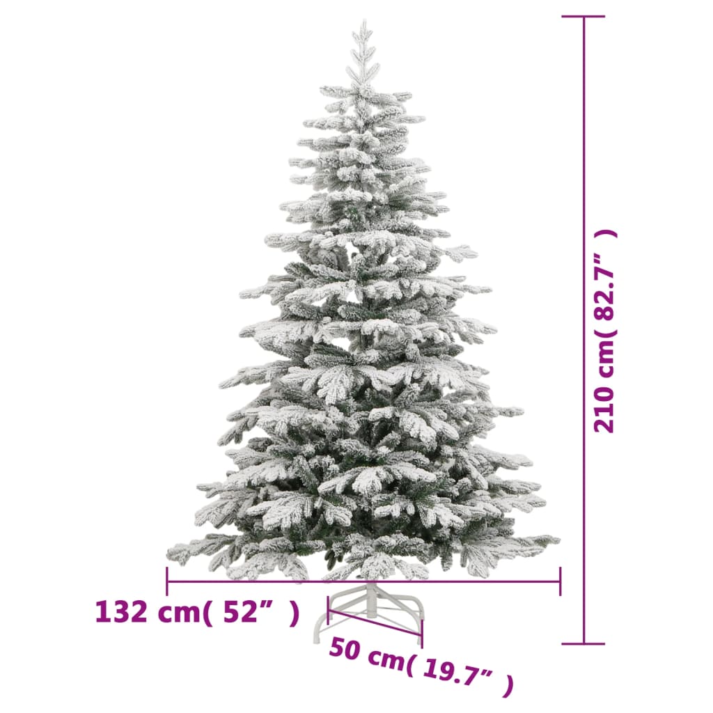 vidaXL Árvore Natal articulada artificial c/ 300 luzes LED/neve 210 cm