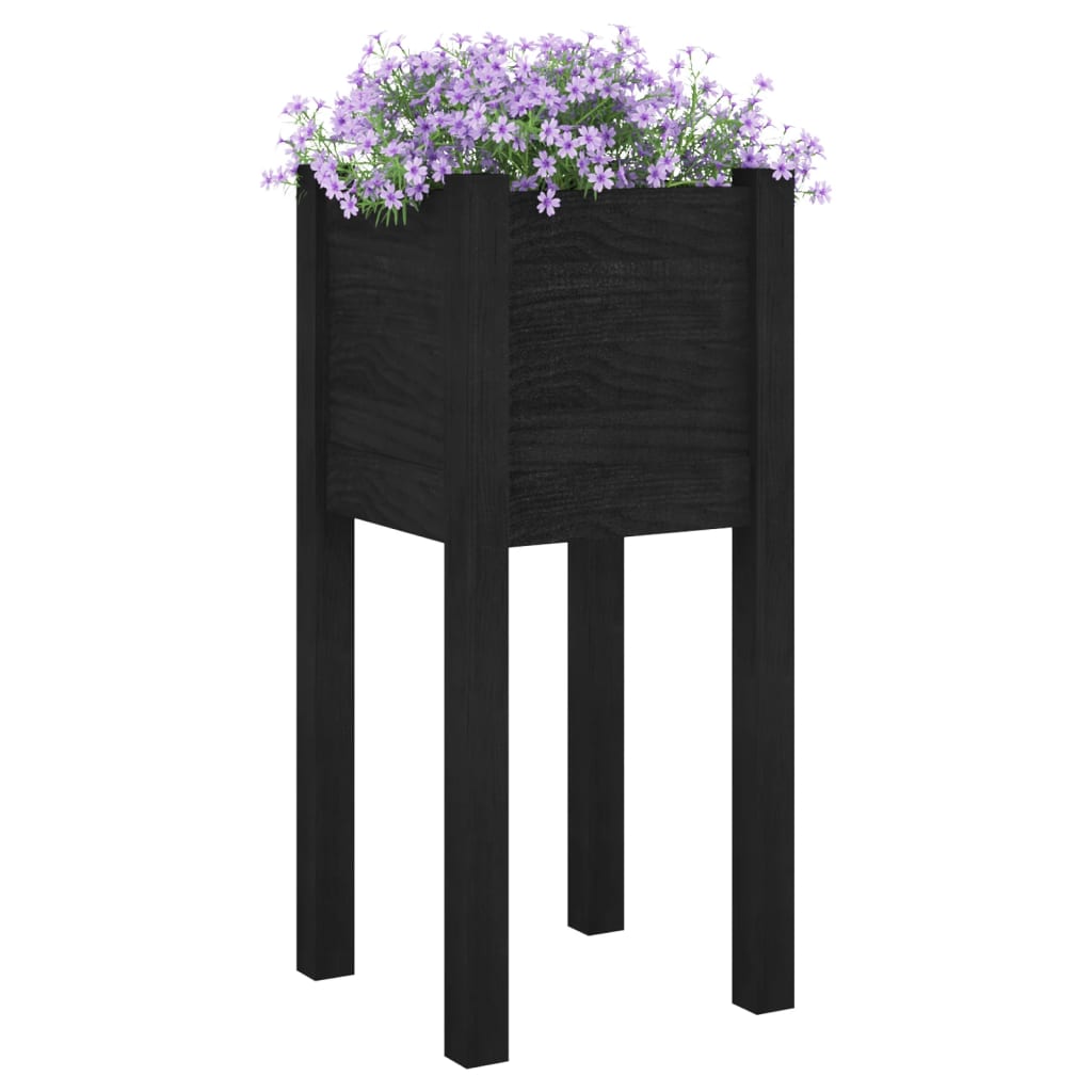 vidaXL Vasos/floreiras de jardim 2 pcs 31x31x70 cm pinho maciço preto