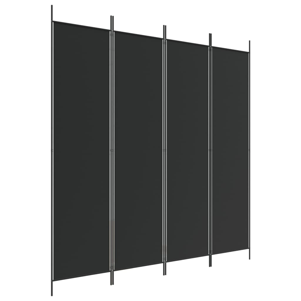 vidaXL Divisória com 4 painéis 200x200 cm tecido preto
