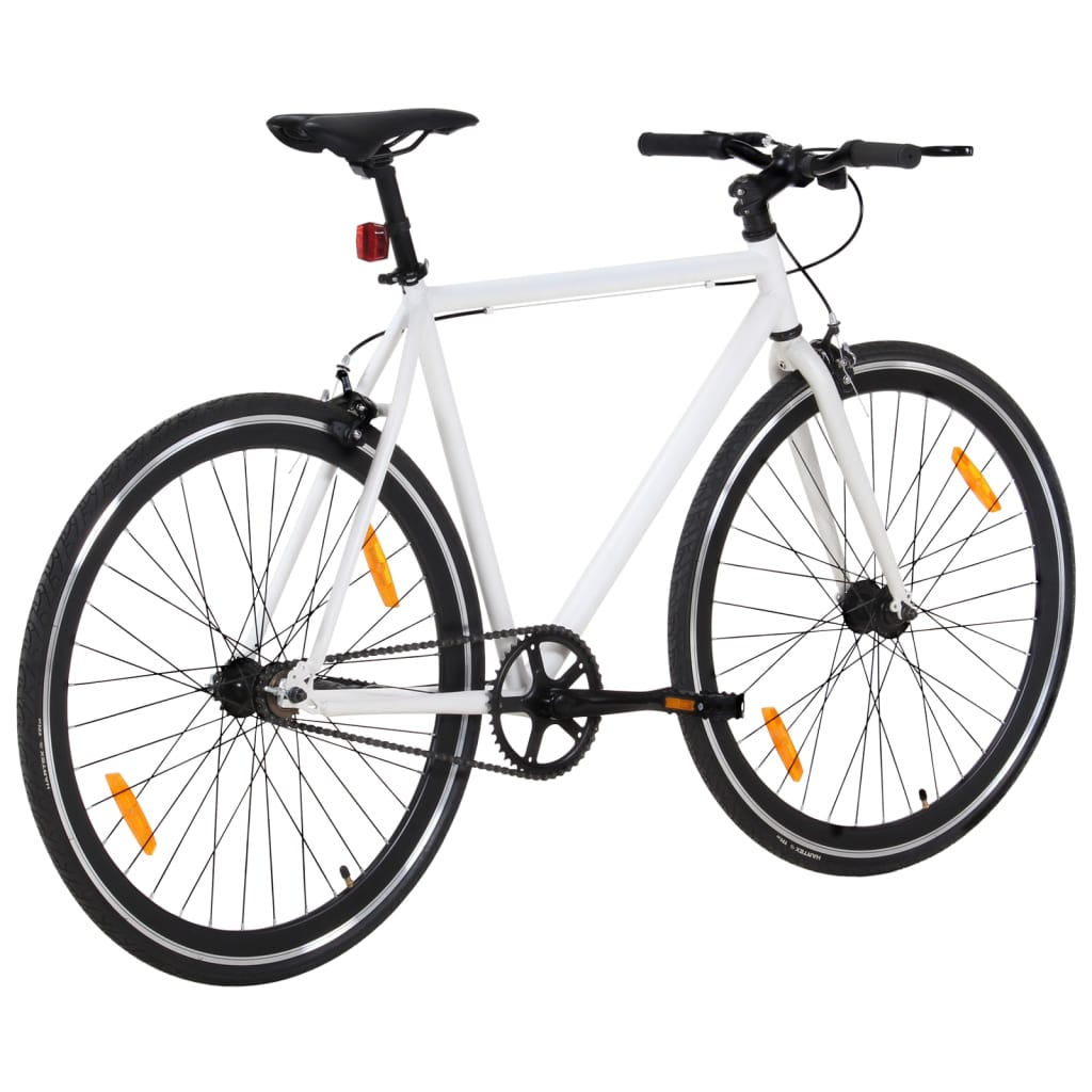 vidaXL Bicicleta de mudanças fixas 700c 51 cm branco e preto