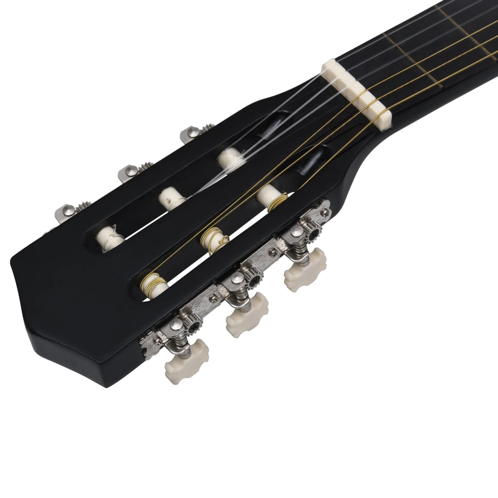 vidaXL 12 pcs conjunto de guitarra clássica com 6 cordas 38" preto