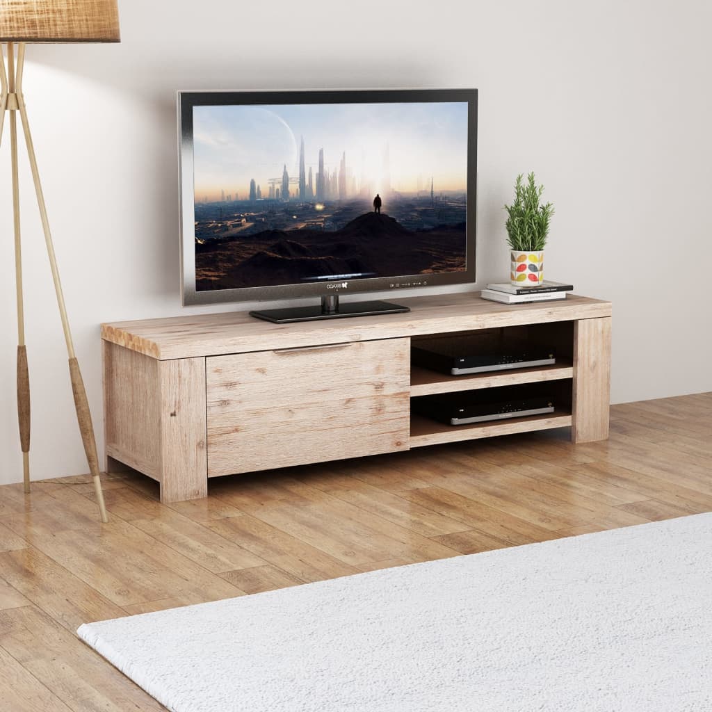 vidaXL Móvel de TV em madeira de acácia escovada 140x38x40 cm