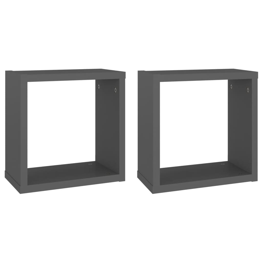vidaXL Prateleiras de parede forma de cubo 2 pcs 30x15x30 cm cinzento