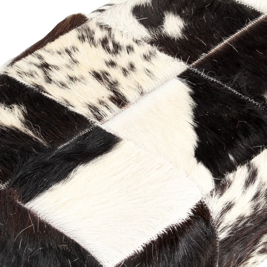 vidaXL Banco 110 cm retalhos de couro de cabra genuíno preto