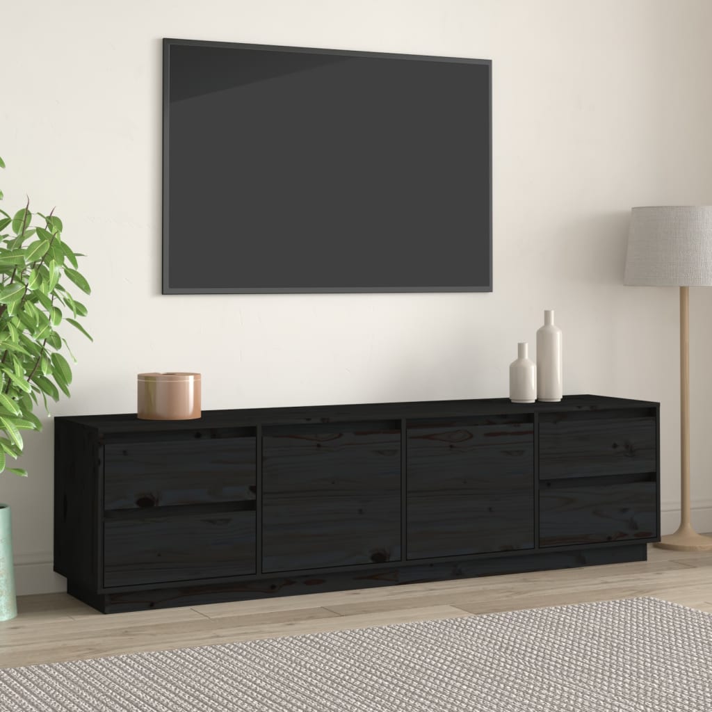 vidaXL Móvel de TV 176x37x47,5 cm madeira de pinho maciça preto