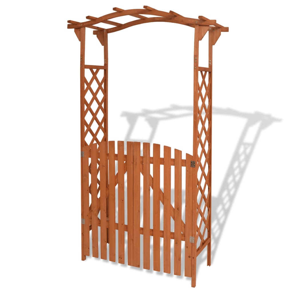 vidaXL Arco de jardim com portão madeira maciça 120x60x205 cm