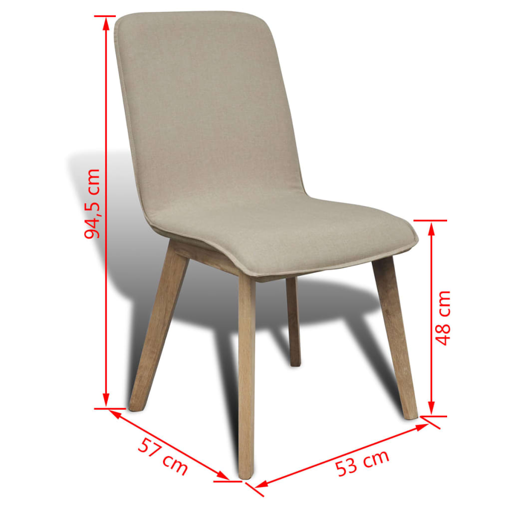 vidaXL Cadeiras jantar 6 pcs tecido bege e madeira de carvalho maciça