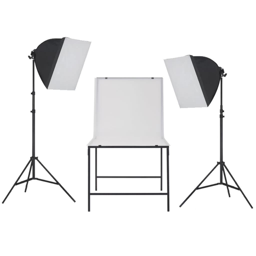 vidaXL Kit estúdio fotográfico com iluminação softbox e mesa