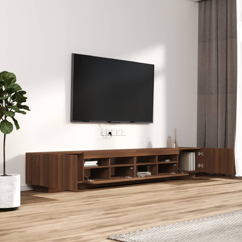 vidaXL Conjunto móveis de TV 3pcs c/ LEDs madeira carvalho castanho