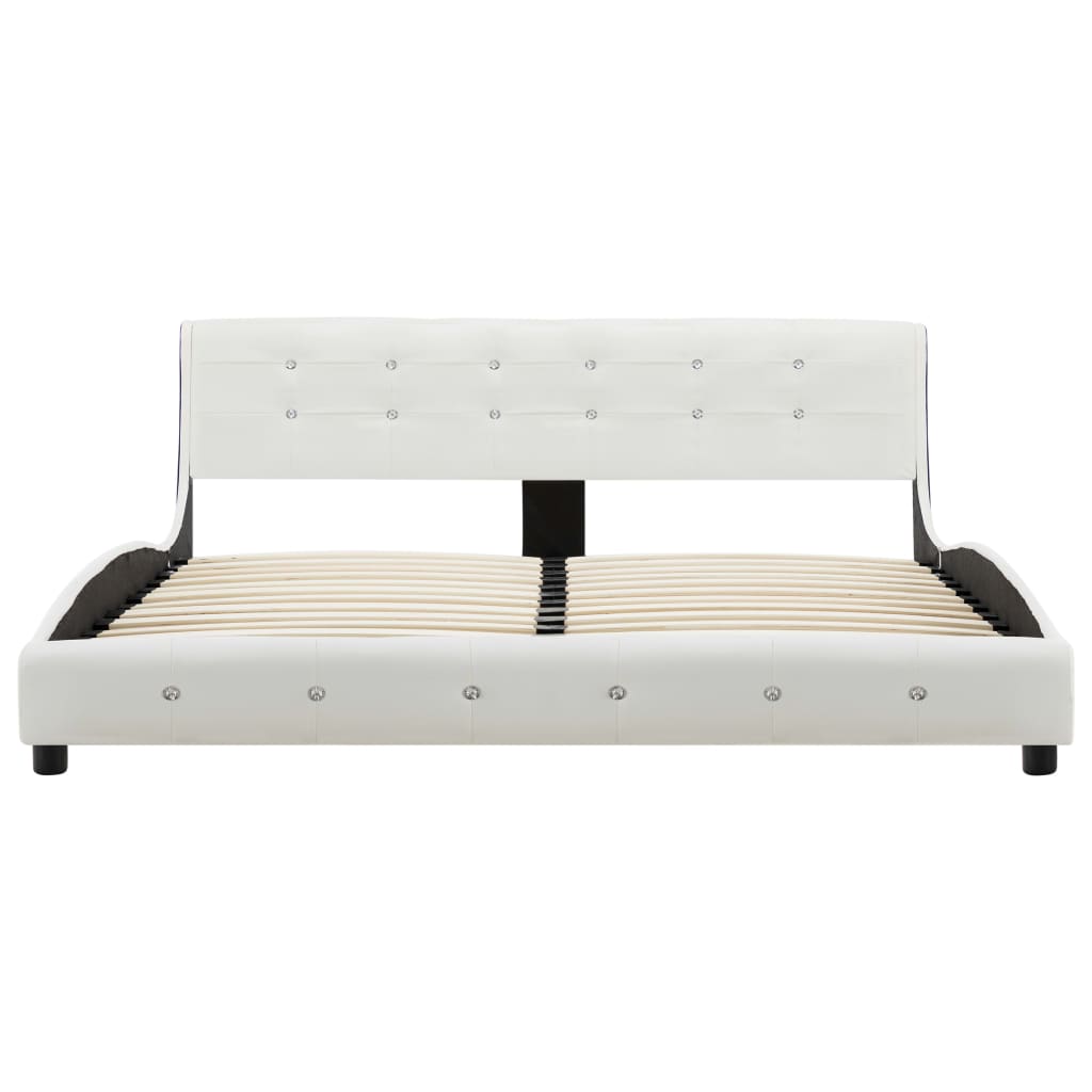 vidaXL Estrutura de cama 160x200 cm couro artificial branco