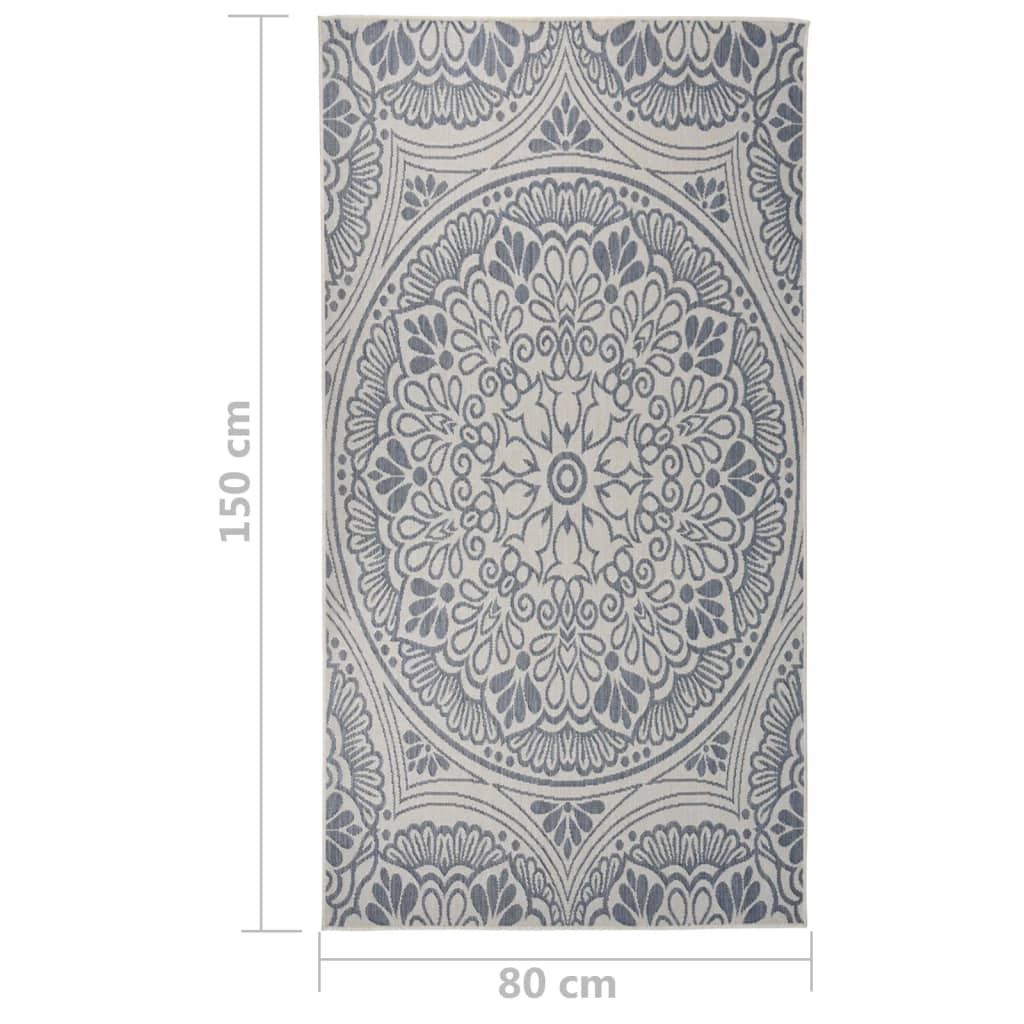 vidaXL Tapete de tecido plano para exterior 80x150 cm padrão azul