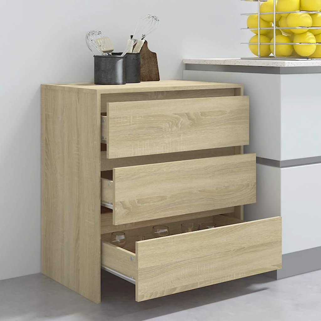 VidaXL Credenza In Truciolato Rovere Sonoma – 4 Ante, 70x41x75 Cm, Design Minimalista, Con Dispositivo Anti-Ribaltamento