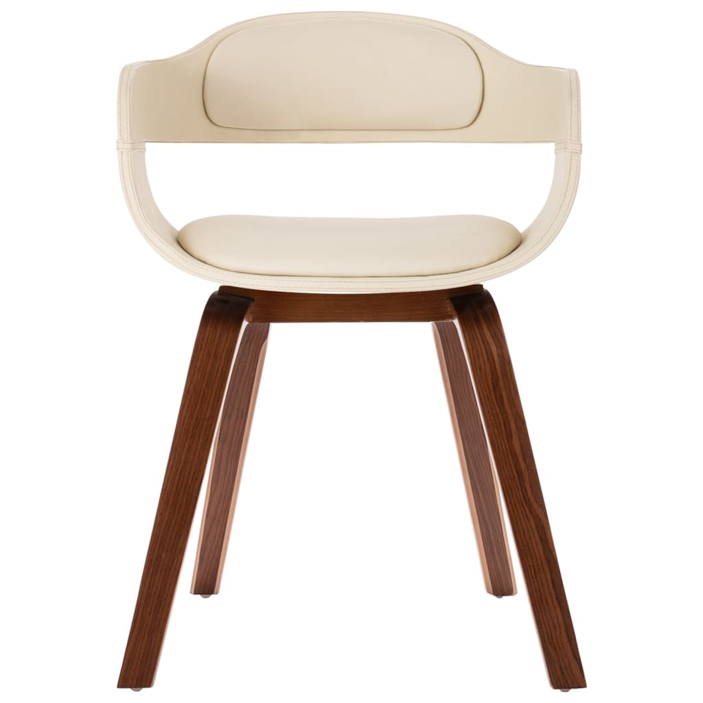 vidaXL Cadeira de jantar madeira curvada e couro artificial branco