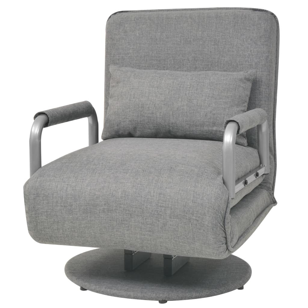 vidaXL Cadeira giratória e sofá-cama tecido cinzento-claro