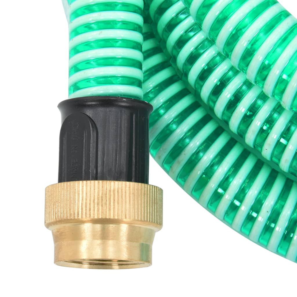 vidaXL Mangueira de sucção com conectores de latão 1,1" 7 m PVC verde