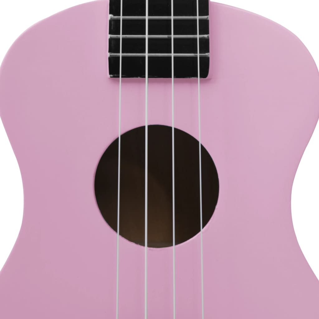 vidaXL Conjunto ukulele soprano infantil com saco 23" rosa