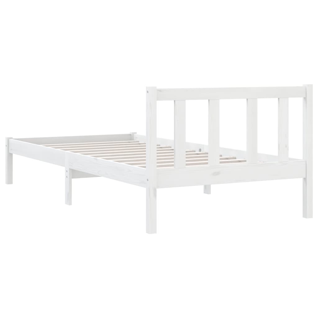 vidaXL Estrutura de cama pequena solteiro 75x190cm pinho maciço branco
