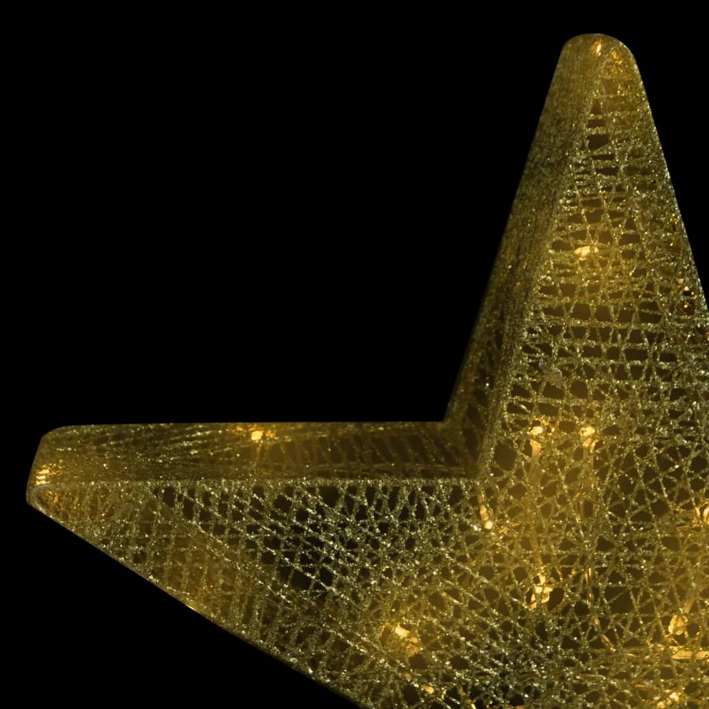 vidaXL Estrelas de Natal com luzes LED 3 pcs ext./int. arame dourado