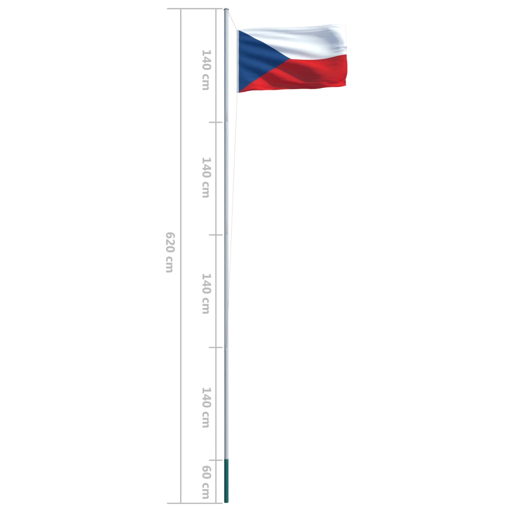 vidaXL Bandeira da República Checa com mastro de alumínio 6,2 m